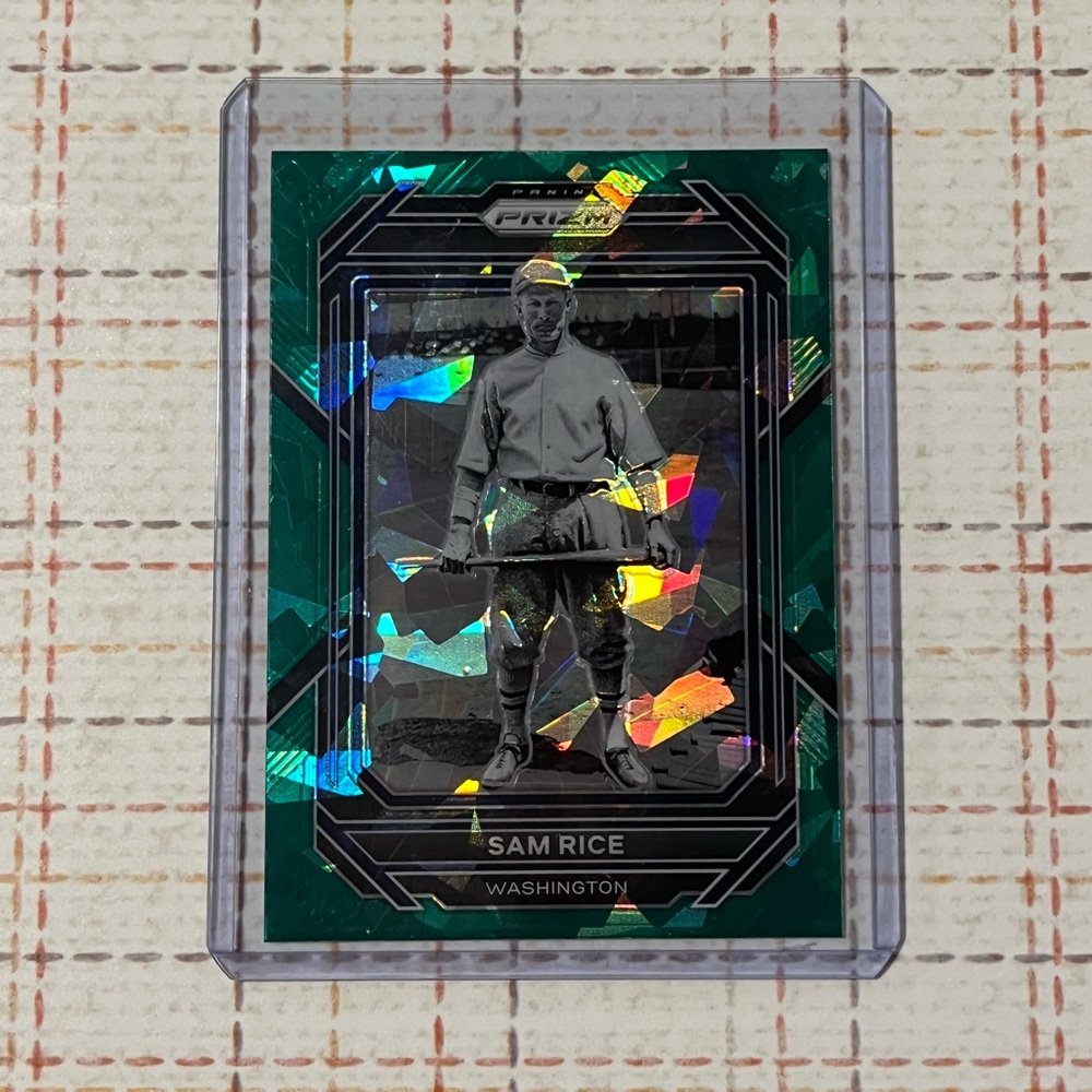 Prizm ⚾️ Sam Rice 2023 Panini Prizm Green Cracked Ice MLB Baseball  Card #186